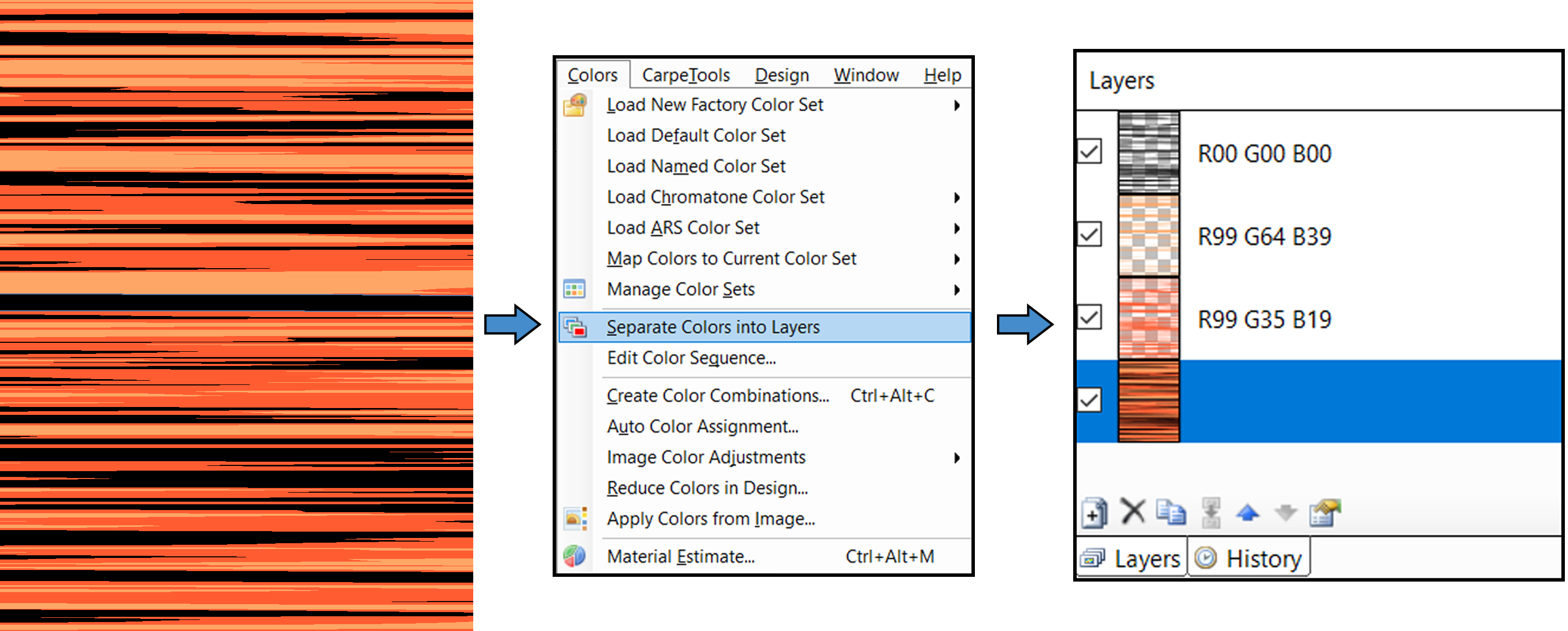 clip studio separate colors into layers